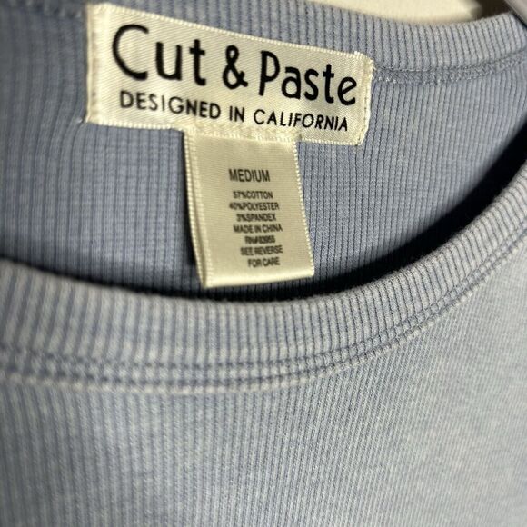 Cut And Paste Top Womens Medium Cropped Lettuce Hem Retro Celestial Fairy Grunge - Picture 3 of 8